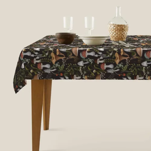 Vista 4 de Cafl Mantel rectangular de hongos otoñales, diseño de bayas e insectos, impermeable, sin arrugas, para comedor (60 x 90 pulgadas)