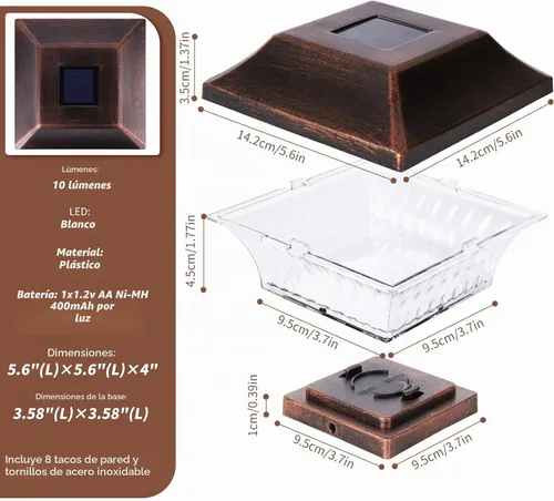 Vista 5 de SUNWIND Luces Solares para Tapas de Postes Exteriores 4x4 LED Iluminación Solar de Jardín Luz de Tapa para Terraza y Cerca Poste de Madera Cobre