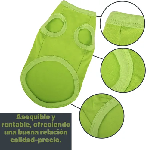 Vista 2 de Paiaite 6 piezas de camisa lisa para perro, camisas sin mangas de algodón para cachorros, ropa transpirable para mascotas, camiseta sin mangas