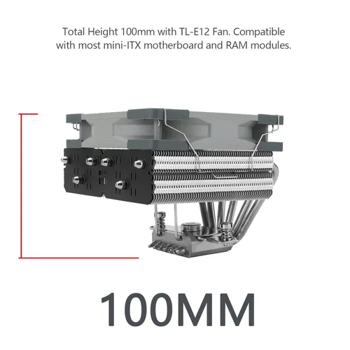 Vista 4 de Thermalright Enfriador de aire de CPU SI-100, tubos de calor de 6 × 0.236 in, enfriador de CPU silencioso PWM de 4.724 in con 2000 RPM