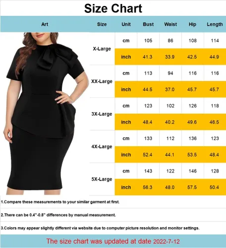 Vista 4 de Vestido de talla grande para mujeres con curvas, semiformal, vestido de cóctel, fiesta, vestido midi bodycon de manga corta con lazo y volantes