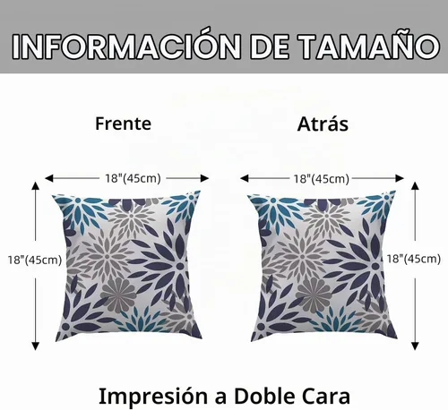 Vista 5 de ROCK CLOUD Juego de 4 fundas de almohada azules de 18 x 18 pulgadas, fundas de almohada decorativas para sofá, fundas de almohada modernas para sala