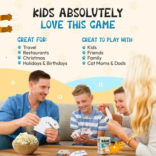 Vista 9 de Name that Kitty - Divertido juego de gatos para niños que es ideal para la noche de juegos en familia Juguete con temática de gato de 100 cartas