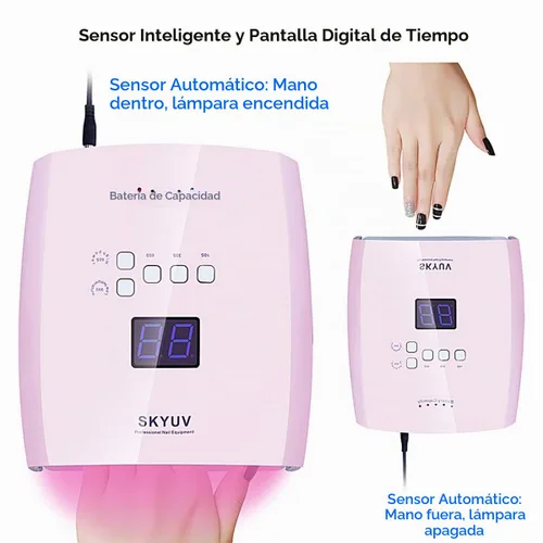 Vista 4 de Lámpara de uñas LED UV de secado más rápido, recargable de secado de esmalte de uñas, secador de uñas LED, sensor automático, luz profesional de Rosa