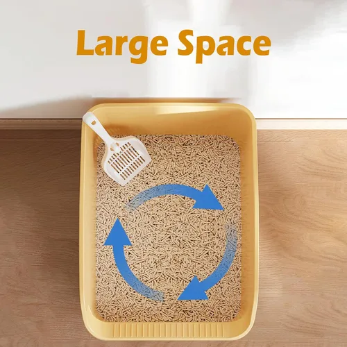 Vista 3 de SpaceTime Caja de arena grande para gatos con lados altos, cajas para gatos de interior, bandeja de arena para gatos para gatitos, caja de arena
