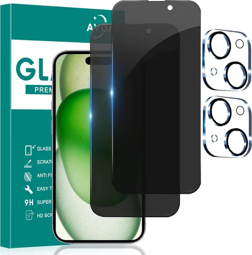 Vista 32 de Paquete de 2 protectores de pantalla de privacidad para iPhone 11/iPhone XR, pantalla de privacidad iPhone 11 de 6.1 pulgadas, película de vidrio