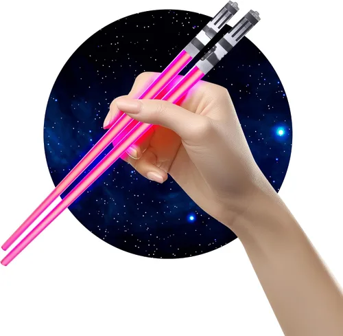 Vista 13 de Palillos de sable de luz con luz LED - Sables de luz brillantes de Star Wars, palillos reutilizables para sushi, juego de palillos con luz LED de 1