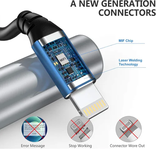 Vista 6 de SMALLElectric Paquete de 3 cargadores MFi para iPhone de 1 pie de cable Lightning corto Cable Lightning corto de 1 pie con certificación MFi