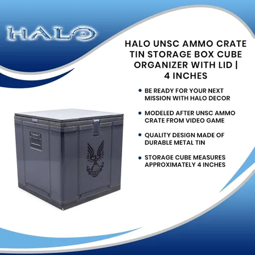 Vista 7 de Ukonic Halo UNSC Cajón de Munición de Lata de Almacenamiento de 4 Pulgadas Organizador de Cubo con Tapa Contenedor de Cesta, Organizador de Cubo