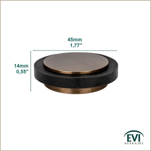 Vista 2 de EVI - Tope adhesivo para puerta, 1.37 x 0.55 pulgadas, goma negra de silicona natural, latón, acabado de cuero envejecido, gran adherencia, 100%