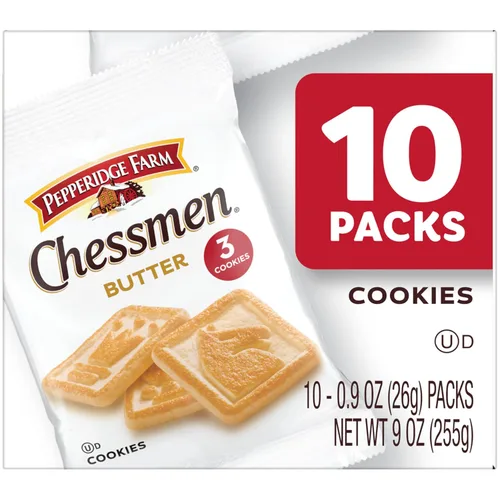 Vista 6 de Pepperidge Farm Chessmen - Galletas de mantequilla, paquete de aperitivos de 0.9 onzas, 10