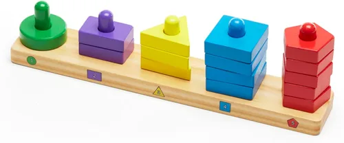 Vista 9 de Tablero Melissa & Doug Apila y Ordena, juguete educativo de madera con 15 piezas de madera maciza