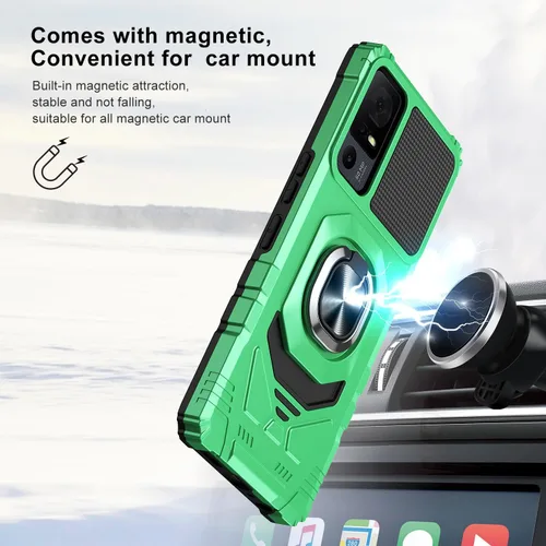 Vista 4 de Funda compatible con Verizon TCL 40 XE 5G con protector de pantalla, soporte de anillo para montaje magnético de automóvil, grado militar