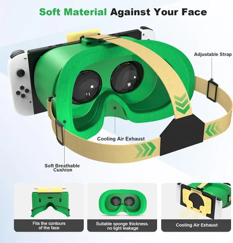Vista 3 de MVPTGRS VR Headset for Nintendo SwitchSwitch OLED Model, Switch Virtual Reality Glasses Upgraded with Adjustable HD Lenses and Pupil Distance, Labo