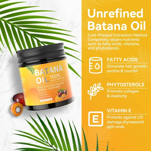 Vista 4 de Aceite de batana - Acondicionador orgánico para el cabello de Batana restaura el cabello fino y el cuero cabelludo dañados, máscara de pasta