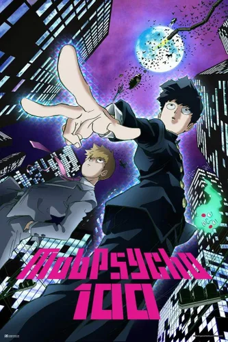 Vista 6 de Póster laminado de Mob Psycho 100, serie de anime japonés, 1 merch Webtoon dormitorio, póster de borrado en seco, arte de pared de 16 x 24 pulgadas