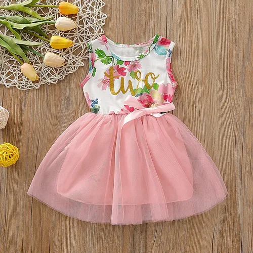 Vista 4 de Conjunto de vestido de cumpleaños para bebé niña de dos años