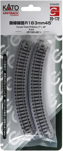 Vista 4 de Kato USA Model Train Products UNITRACK Pistas compactas (4 piezas), 7.205 in/(7") Radio/45 grados