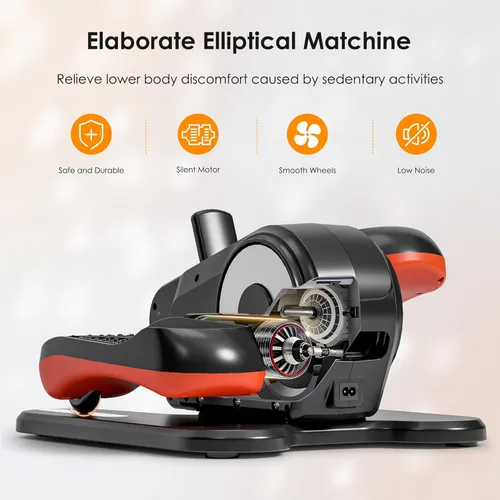 Vista 5 de Máquina elíptica para debajo del escritorio para personas mayores – Mini ejercitador de pedales para las piernas, compacto, silencioso y portátil