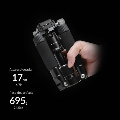 Vista 7 de Trípode de 50 V de perfil bajo para cámara y iPhone, trípode compacto de mesa y viaje con mango de aluminio, compatible con teléfonos inteligentes