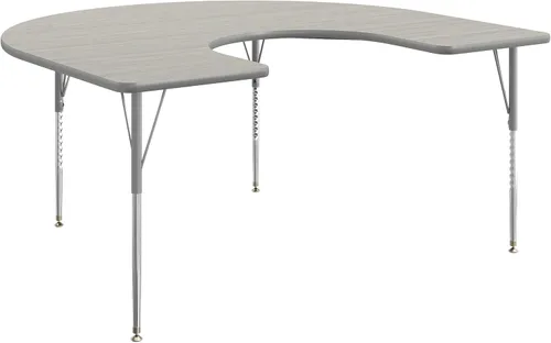 Vista 15 de Flash Furniture 66" x 60" Horseshoe Activity Table, Gray, Standard Legs Gray Top/Silver Frame