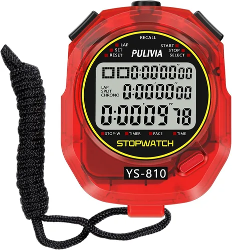 Vista 13 de Cronómetro Deportivo Temporizador con Memoria de 10 Vueltas Divididas Reloj Digital de Parada, Temporizador de Cuenta Regresiva Modo de Ritmo Reloj