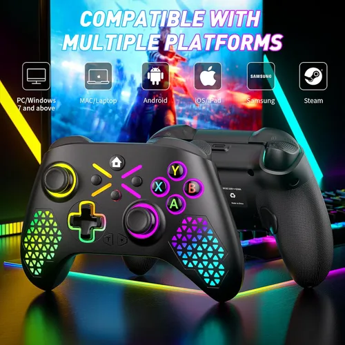 Vista 3 de Gamrombo Wireless Controller for Xbox One, Xbox Series X/S, Xbox One X/S, PC, LED Gaming Controller with TURBO,Macro Function,3.5mm Audio Jack