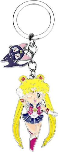 Vista 2 de Sailor Moon Tsukino Usagi con gato clave cadena llavero llavero