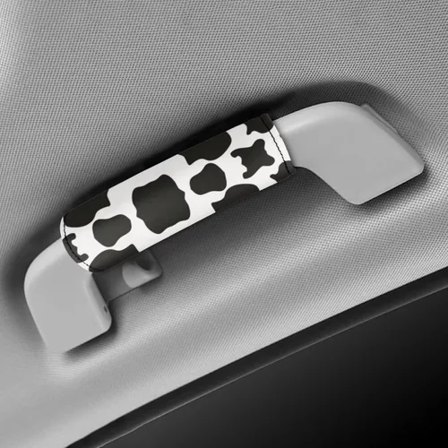 Vista 4 de Belidome Juego de 2 fundas para manija de equipaje con estampado de vaca para identificación de maleta, equipaje para el techo del automóvil