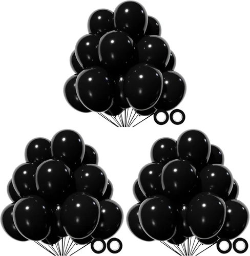 Vista 53 de 110 globos negros pequeños de látex negro de 5 pulgadas, mini globos negros gruesos de cumpleaños para decoración de bodas, baby shower. B01-negro