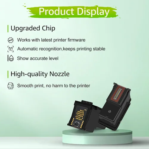 Vista 5 de Cartuchos de tinta 65XL de alto rendimiento remanufacturados de repuesto para HP Ink 65, paquete combinado negro y color compatible con impresora