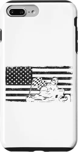Vista 12 de iPhone 16 Go Kart Racing American Flag Vintage Case