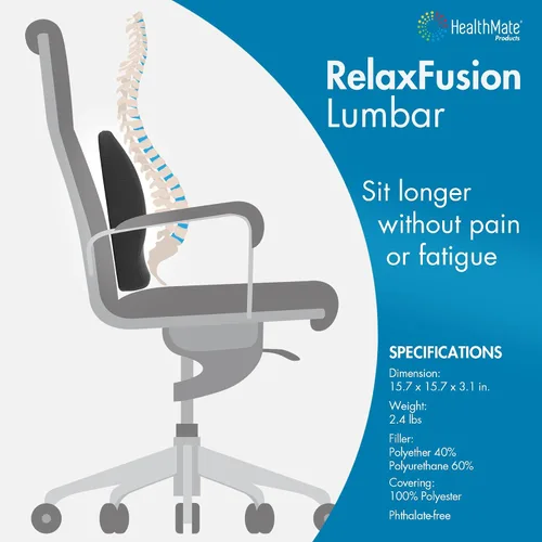 Vista 4 de Wagan IN9112 Relax Fusion - Cojín lumbar de espuma viscoelástica y gel para asiento