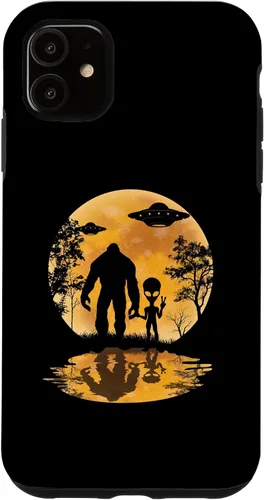 Vista 8 de Funda para iPhone 16 Alien Bigfoot Moon Sasquatch UFO Extraterrestre Hombres Mujeres