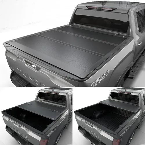 Vista 4 de Tutel - Funda para cama de camioneta de perfil bajo con caparazón duro plegable Se adapta a Toyota Tundra 2022-2026 Cama de 5'6'' (66.7')
