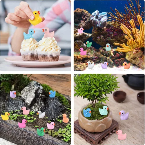Vista 6 de JIUZHU 220 Piezas Mini Patos de Resina Patos Pequeños Fiesta de Cumpleaños Figura en Miniatura Paisaje Acuario Decoración DIY Bonsái