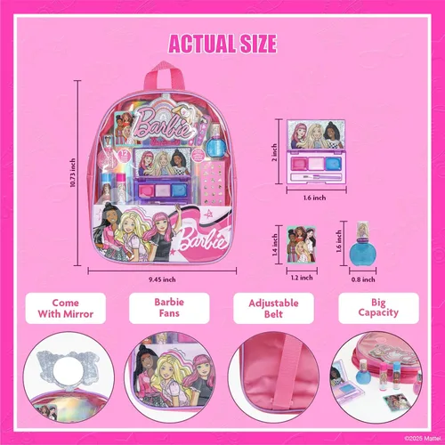 Vista 3 de Townley Girl - Juego de maquillaje para niñas en mochila, incluye bálsamo labial, esmalte de uñas, lima de uñas, lazos para el cabello, regalo