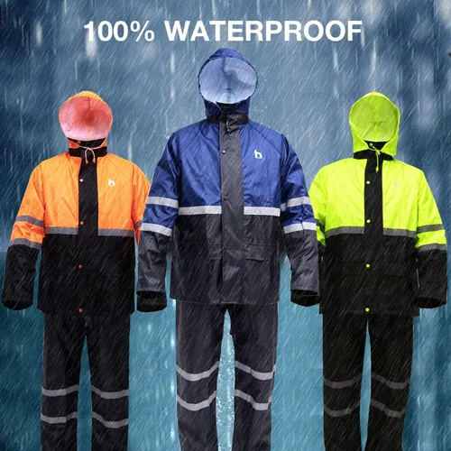Vista 7 de DUP Traje de lluvia para hombres y mujeres, chaquetas y pantalones reflectantes, impermeables, para el trabajo, ligero, abrigo de lluvia