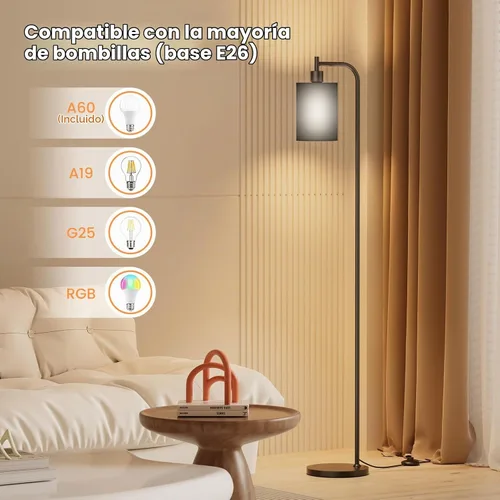 Vista 6 de SIBRILLE Lámpara de pie con pantalla de lino, lámpara de pie alta regulable con control remoto y 3 temperaturas de color, lámparas de pie modernas