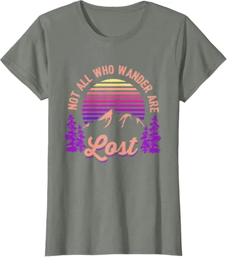 Vista 13 de Not All Who Wander Are Lost Vintage Mountains - Camiseta de senderismo, Negro, S