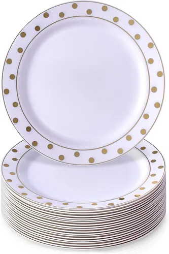 Vista 9 de Silver Spoons Platos desechables para fiesta – (20 piezas) juego de vajilla desechable resistente de 7.5 pulgadas, platos de plástico de comedor