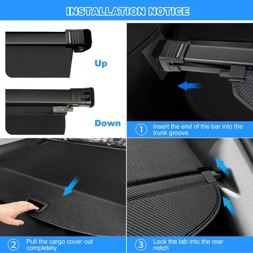 Vista 7 de AUXKO Cubierta retráctil de carga para Toyota Prius 2015-2010, cubierta de maletero de carga, cubierta de seguridad para 2015 2014 2013 2012 Prius