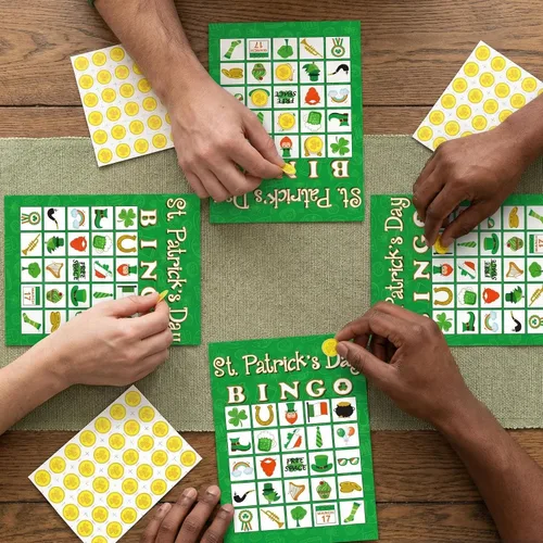 Vista 6 de Moon Boat 32Players - Juego de bingo del día de San Patricio para adultos, actividades de fiesta de trébol
