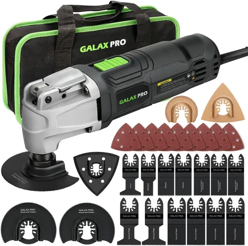 Vista 11 de GALAX PRO Multiherramienta oscilante 22000 OPM 2.0A, ángulo oscilante de 3 grados con 3 hojas de sierra, 1 placa de lijado de hoja semicírcula, 6