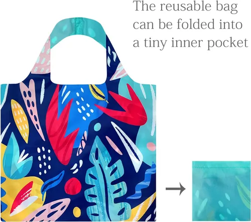 Vista 6 de allydrew Allybag - Bolsa de comestibles plegable y ligera, reutilizable, Abrtract 1