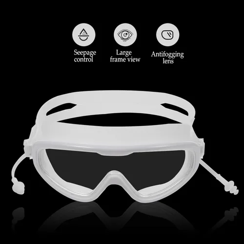 Vista 3 de GANAZONO Adult Swim Goggles Waterproof Silicone Swim Glasses Anti-fog Swimming Equipment White Frame for Swimming Training and Water Sports