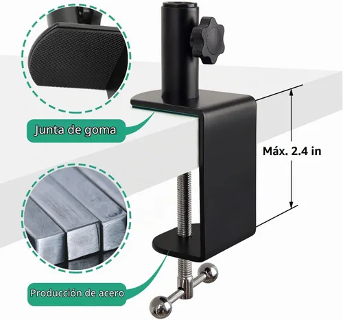 Vista 5 de Soporte de micrófono AT2020, brazo de micrófono ajustable con soporte de choque, parabrisas de espuma y bridas para cables, para AT2020 AT2020USB