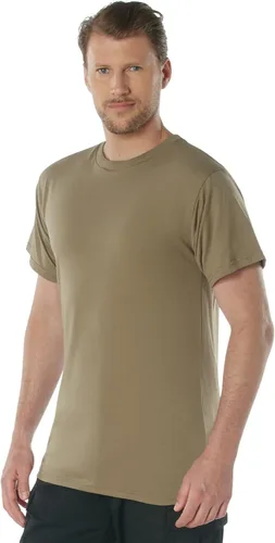 Vista 3 de Rothco AR 670-1 Camiseta marrón coyote – Camiseta uniforme de manga corta con cuello redondo y capa base