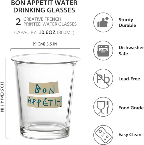 Vista 2 de YY Juego de 2 vasos de agua vintage de 10.1 fl oz para cóctel, whisky, jugo