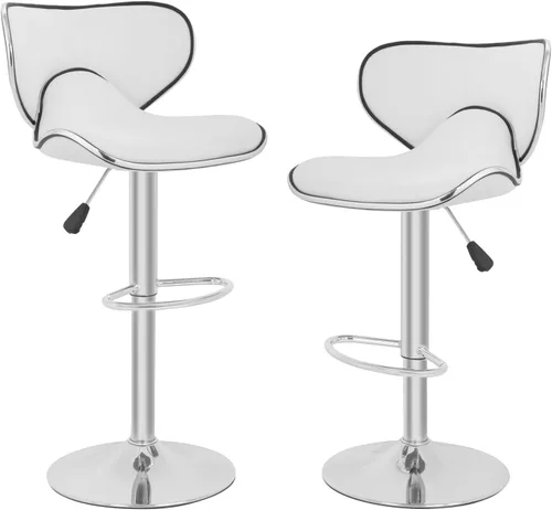 Vista 8 de PayLessHere Taburetes de bar taburetes de mostrador con altura ajustable giratorias, respaldo de piel sintética, juego de 2 sillas de comedor